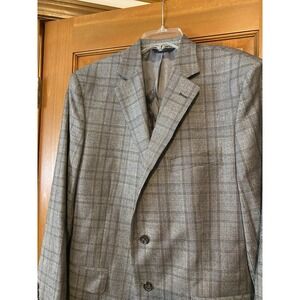 Brooks Brothers Sports Coat 42R Gray Plaid Jacket Fitzgerald 100% Wool Blazer